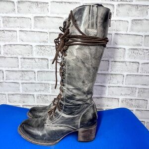 🦅|•FREEBIRD BY STEVEN•| Grany Granny Stone Lace Up Knee High Boots Size 11